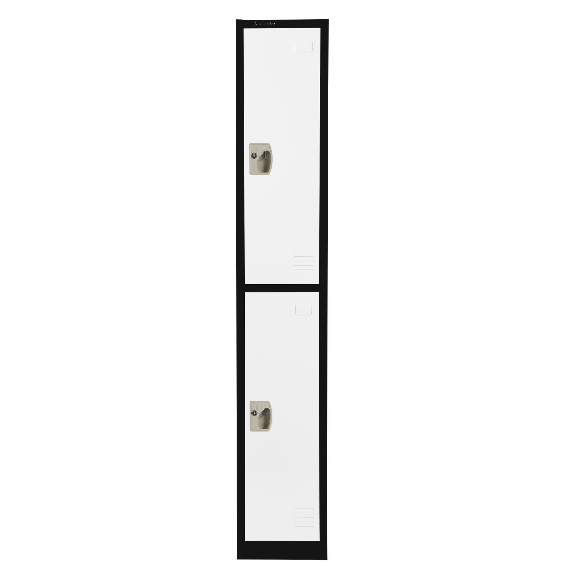 Alpine, 72in.H 2-Tier Steel Storage Locker, Black, Height 72 in, Width 12 in, Color Black, Model# ADI629-202-B-W